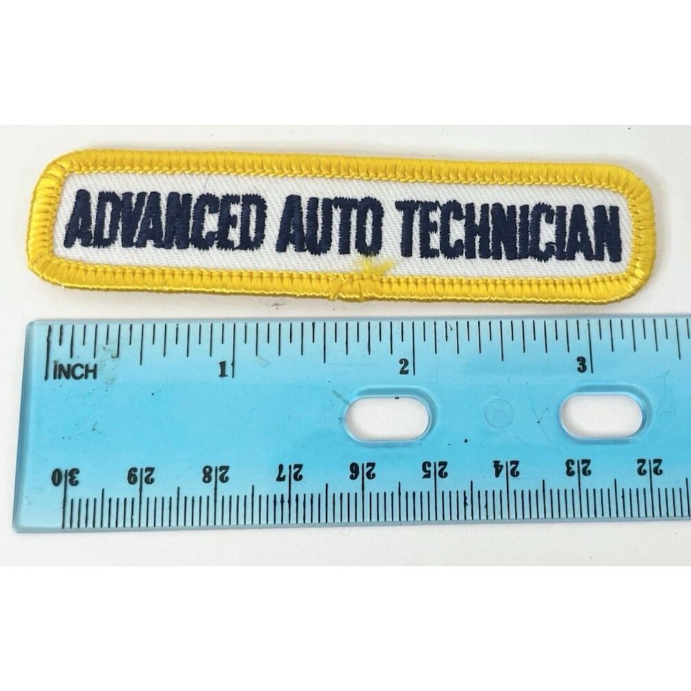 NEW ADVANCED AUTO TECHNICIAN Embroidered Patch Yellow Blue White Embroidery